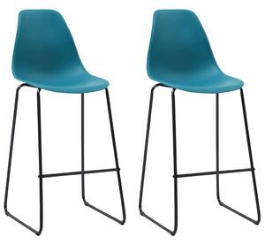 Barové stoličky 2 ks, tyrkysové, plast