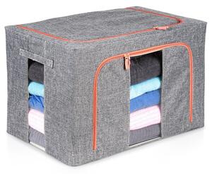 VILDE Látkový pevný box na uskladnenie textilu, sivý PILLOW 60 x 42 x 40 cm (100l)