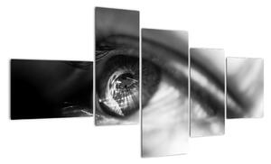 Čiernobiely obraz - detail oka (Obraz 150x85cm)