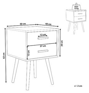 Nočný stolík sivý svetlé drevo 61 x 40 cm 2 zásuvky škandinávsky dizajn