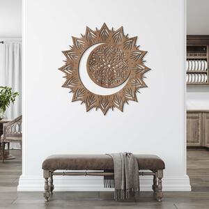 DUBLEZ | Drevená mandala na stenu - Slnko a mesiac