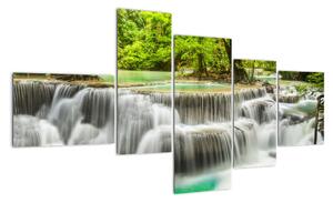 Obraz lesných vodopádov (Obraz 150x85cm)