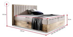 Manželská posteľ ELIE + topper, 120x200, dub lancelot/faro 4