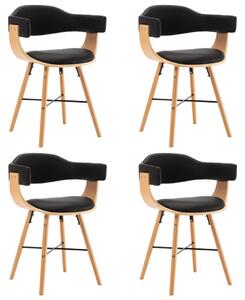 Jedálenské stoličky 4 ks, čierne, umelá koža a ohýbané drevo
