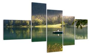 Obraz loďky na jazere (Obraz 150x85cm)