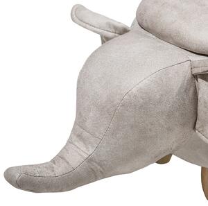 Zvieracia stolička slon s úložným priestorom sivá umelá koža drevené nohy