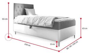Čalúnená posteľ ESME + topper, 90x200, fresh 1, pravá