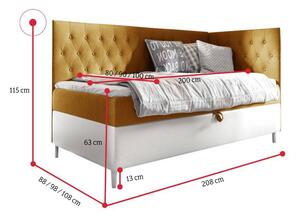 Čalúnená posteľ ESME 2 + topper, 80x200, fresh 14, pravá