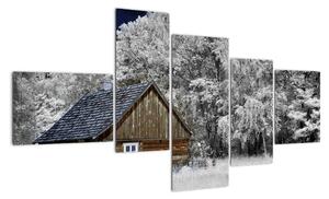Chaloupka v zime, obrazy (Obraz 150x85cm)