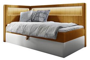 Čalúnená posteľ GOLD 3 + topper, 100x200, fresh 37, ľavá