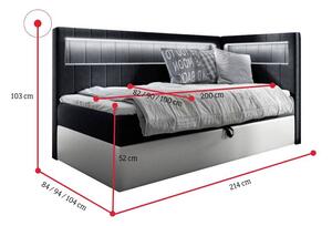 Čalúnená posteľ ELIZA 2 + topper, 100x200, fresh 14, ľavá