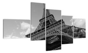 Čiernobiely obraz Eiffelovej veže (Obraz 150x85cm)