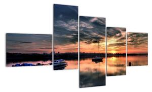 Západ slnka v prístave - obraz na stenu (Obraz 150x85cm)