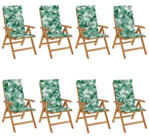 Sklápacie záhradné stoličky s vankúšmi 8 ks tíkový masív
