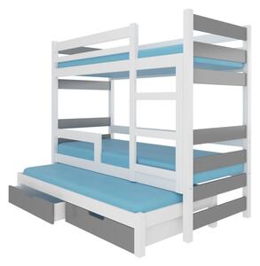 Detská poschodová posteľ MARLOT, 180x75, biela/sivá