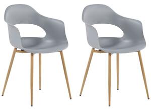 Sada 2 jedálenských stoličiek sivý syntetický materiál elegantné nohy dekoratívne
