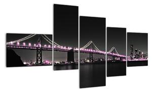 Nočný osvetlený most - obraz (Obraz 150x85cm)