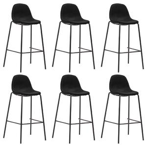 Barové stoličky 6 ks, čierne, látka