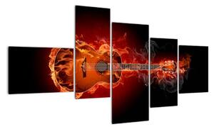 Obraz horiace gitara (Obraz 150x85cm)