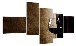 Fľaša vína - moderný obraz (Obraz 150x85cm)