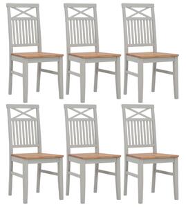 Jedálenské stoličky 6 ks, sivé, dubový masív