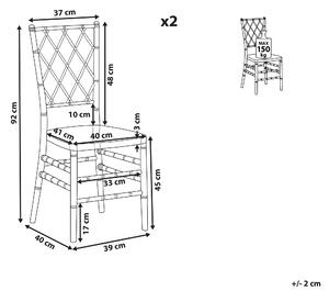 Sada 2 jedálenských stoličiek biele syntetické stoličky s lamelovým operadlom bez opierok rúk vintage moderný dizajn