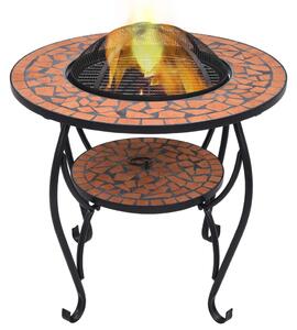 Mozaikový prenosný stôl s ohniskom terakotový 68 cm keramický