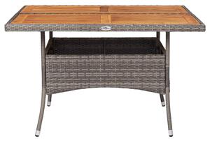 Vonkajší jedálenský stôl sivý polyratan a masívne akáciové drevo