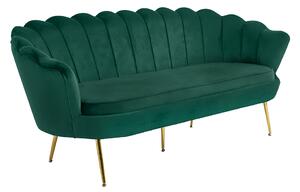KONDELA Luxusná pohovka, 3-sed, smaragdová Velvet látka/chróm zlatý, štýl Art-deco, NOBLIN