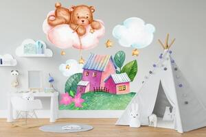 Nálepka pre deti rozprávkový domček s medvedíkom 60 x 120 cm