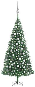 Osvetlený umelý vianočný stromček s guľami, LED 300 cm, zelený