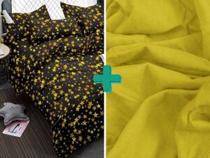 2x obliečky z mikrovlákna PALOMA čierne + plachta jersey 180x200 cm žltá