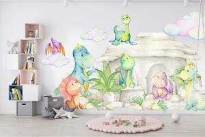Nálepka na stenu pre deti kreslený svet dinosaurov