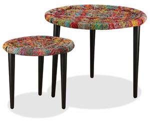Konferenčné stolíky s chindi prepletanými detailmi 2ks viacfarebné
