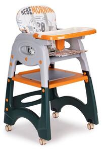 Multifunkčná jedálenská stolička pre deti Oranžová