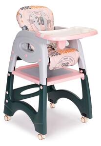 Jedálenská stolička 2v1 + stolík a stolička pre deti Ružová