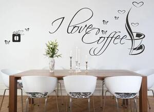 Nálepka na stenu s textom I LOVE COFFEE