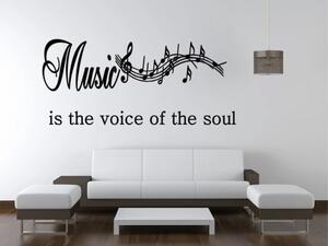 Nálepka na stenu nápis MUSIC IS THE VOICE OF THE SOUL