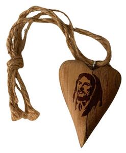 Srdiečko s vypáleným motívom Ježiša 11 cm