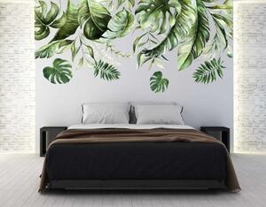 Nálepka na stenu do interiéru s motívom listov rastliny monstera
