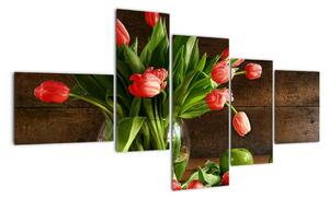 Obraz tulipánov vo váze (Obraz 150x85cm)