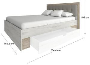 Manželská posteľ s roštom Malbo 160 - sivý dub craft / biely dub craft