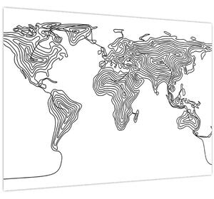 Sklenený obraz - Mapa v líniách (70x50 cm)