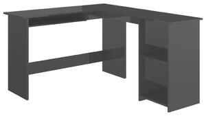 Rohový stôl v tvare L, lesklý čierny 120x140x75cm, drevotrieska