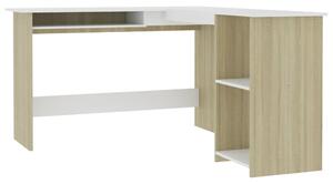 Rohový stôl v tvare L, biely/sonoma 120x140x75 cm, drevotrieska