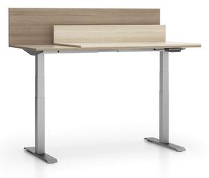 Kancelársky stôl SINGLE LAYERS, posuvná vrchná doska, s prepážkami, nastaviteľné nohy, dub prírodný / dub morený