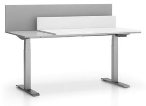 Kancelársky stôl SINGLE LAYERS, posuvná vrchná doska, s prepážkami, nastaviteľné nohy, biela / sivá