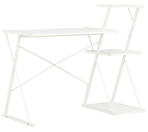 Stôl s poličkami, biely 116x50x93 cm