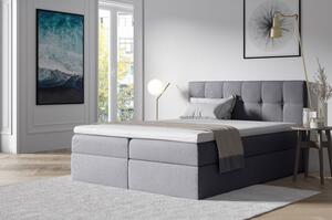 Čalúnená posteľ s úložným priestorom 120x200 RECIVIO - svetlosivá + topper ZDARMA