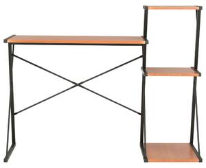 Stôl s poličkami, čierno hnedý 116x50x93 cm